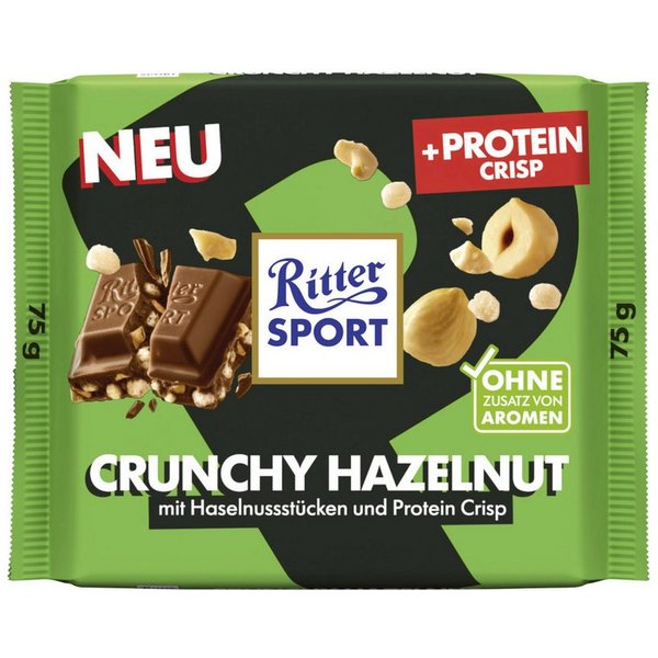 Ritter SPORT Schokolade, Ritter Sport Crunchy Hazelnut und Protein Crips Packung 75g