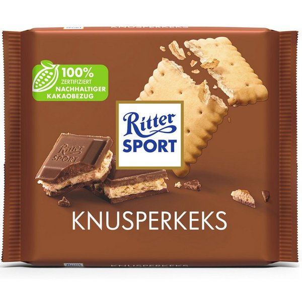 Ritter SPORT Schokolade, Ritter Sport Knusperkeks Butterkeks mit Milch Kakao Cremefüllung 100g