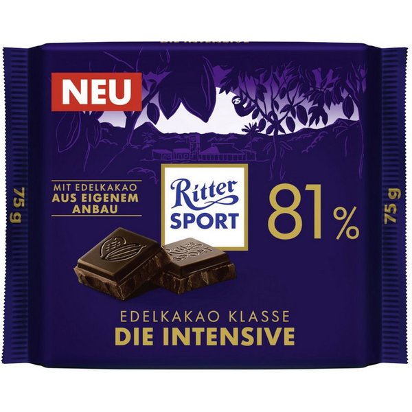 Ritter SPORT Schokolade, Ritter Sport Die Intensive 81% Edel-Bitterschokolade Packung 75g