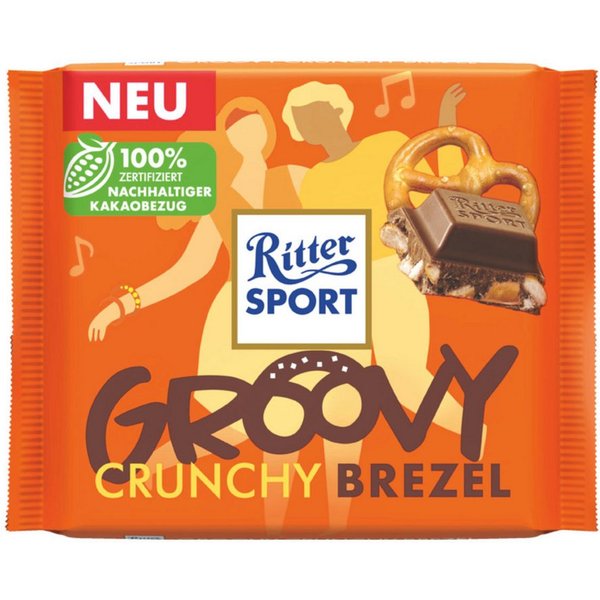 Ritter SPORT Schokolade, Ritter Sport Groovy Crunchy Brezel Milchschokolade und Cornflakes 100g