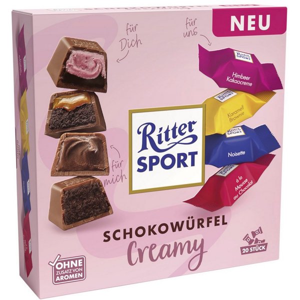 Ritter SPORT Schokolade, Ritter Sport Schokowürfel Creamy gefüllte Vollmilchschokolade 162g