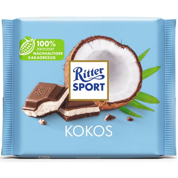 Ritter SPORT Schokolade, Ritter Sport Kokos mit Alpen Vollmilch Schokolade und Milchcreme 100g