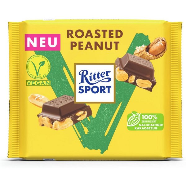 Ritter SPORT Schokolade, Ritter Sport Vegan Roasted Peanut Vegane Edition Schoko Tafel 100g