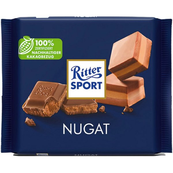 Ritter SPORT Schokolade, Ritter Sport Nugat Vollmilchschokolade mit Nugat Füllung 100g
