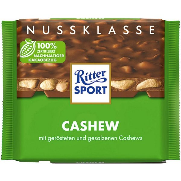Ritter SPORT Schokolade, Ritter Sport Cashew geröstet und gesalzene Cashews in Schokolade 100g
