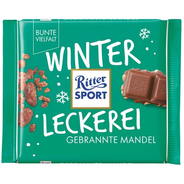 Ritter SPORT Schokolade, Ritter Sport Gebrannte Mandel Winterleckerei Vollmilchschokolade 100g