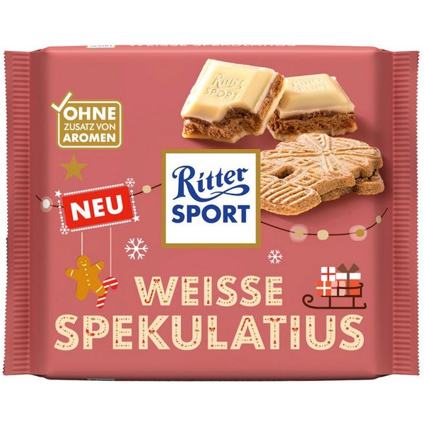 Ritter SPORT Schokolade, Ritter Sport Weisse Spekulatius gefüllte weiße Schokolade Packung 100g