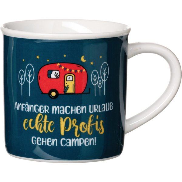 Ritzenhoff & Breker Becher Camping, 1-tlg., Porzellan, "Anfänger machen Urlaub,..." - in Geschenkbanderole