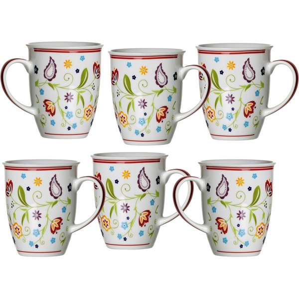 Ritzenhoff & Breker Becher Doppio Shanti, 6-teilig, 6-tlg., Porzellan, Paisley-Blüten-Dekor