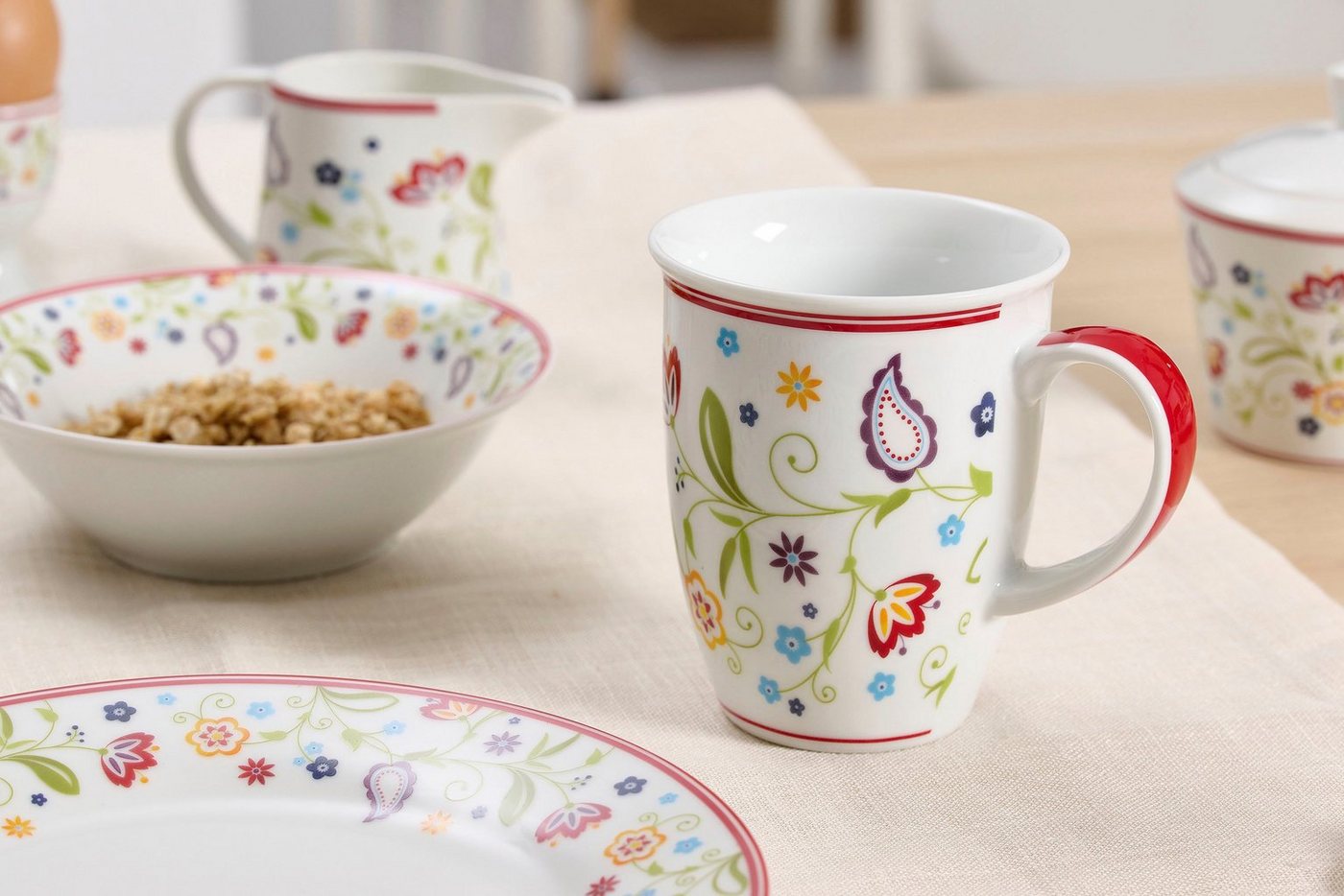 Ritzenhoff & Breker Becher Doppio Shanti, 6-teilig, 6-tlg., Porzellan, Paisley-Blüten-Dekor – Bild 3 von 4