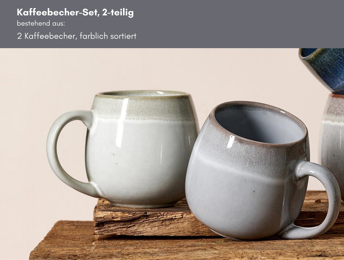 Ritzenhoff & Breker Becher Hygge, 2-tlg., Steingut, 2-teilig, Reaktivglasur, jedes Stück ein Unikat, 475 ml – Bild 2 von 3
