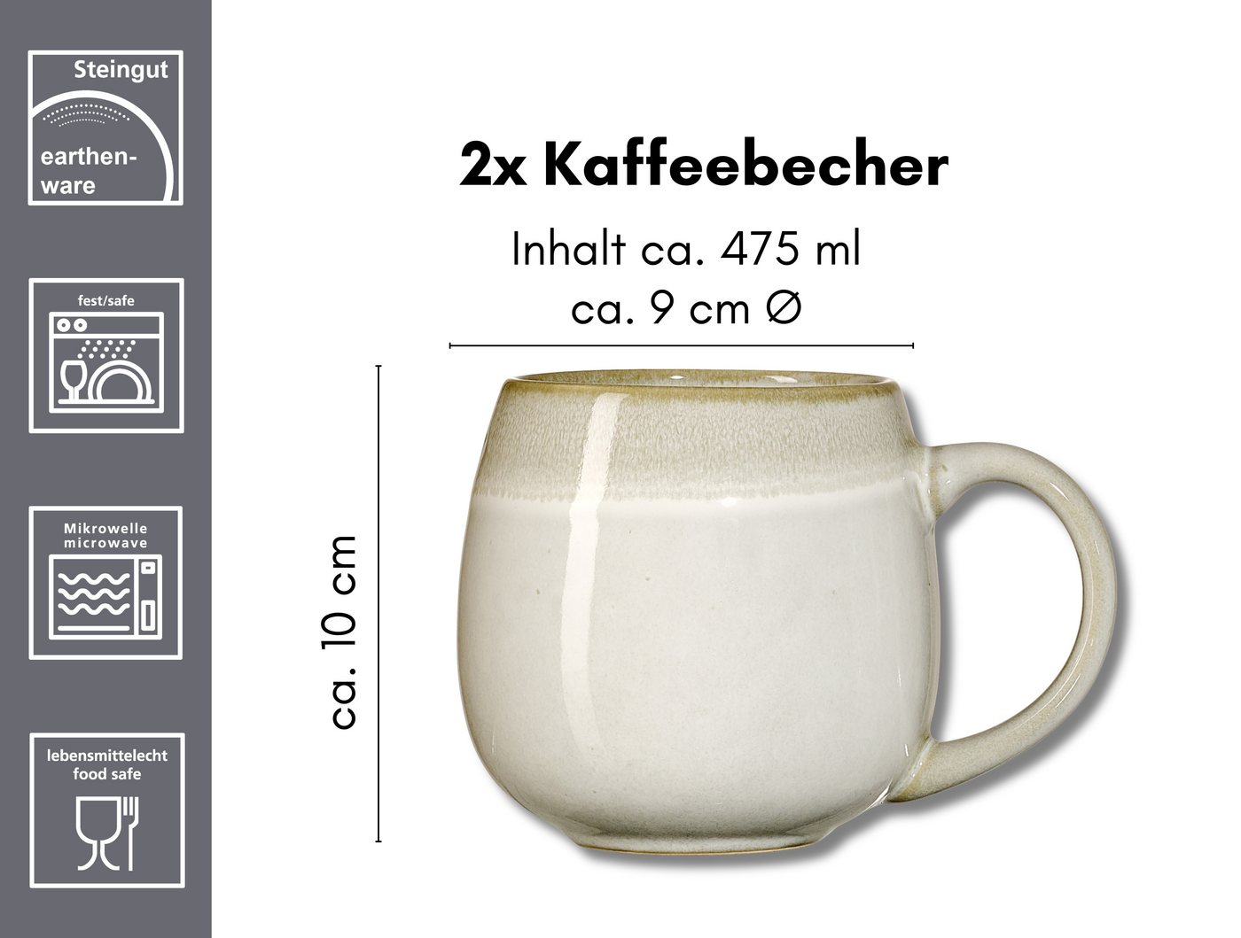Ritzenhoff & Breker Becher Hygge, 2-tlg., Steingut, 2-teilig, Reaktivglasur, jedes Stück ein Unikat, 475 ml – Bild 3 von 3
