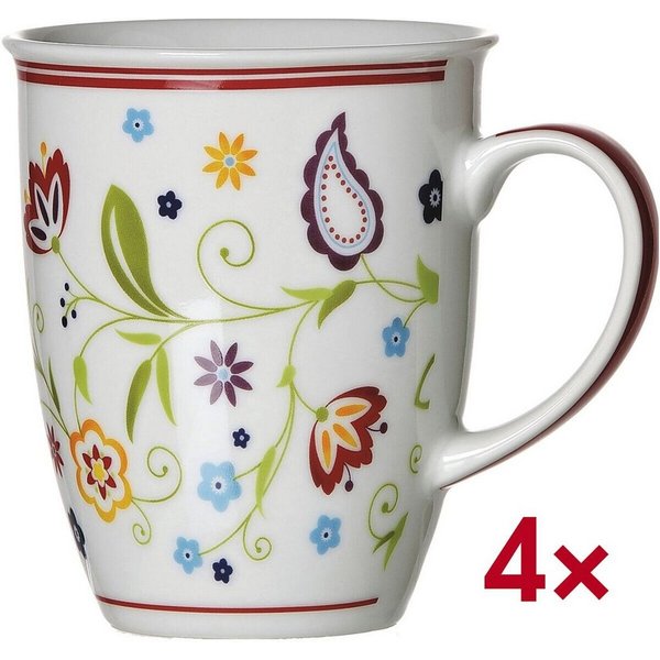 Ritzenhoff & Breker Becher Shanti, 4-tlg., Porzellan, 320 ml, Kaffeebecher, spülmaschinengeeignet