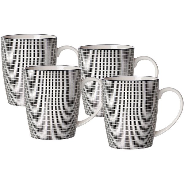 Ritzenhoff & Breker Becher Takeo Stripes, 4-tlg., Porzellan, Kaffeebecher, je 350 ml
