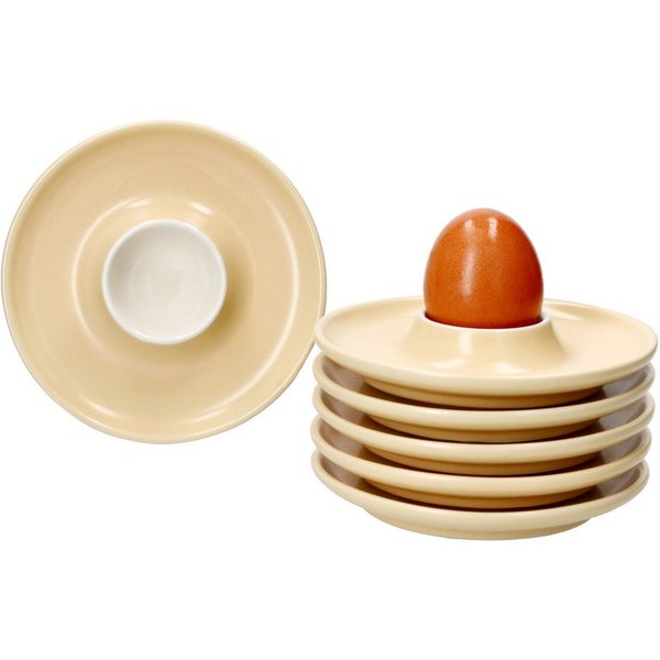 Ritzenhoff & Breker Eierbecher Ritzenhoff 6x Jasper Eierbecher mit Ablage Vanille Steingut 6 Personen