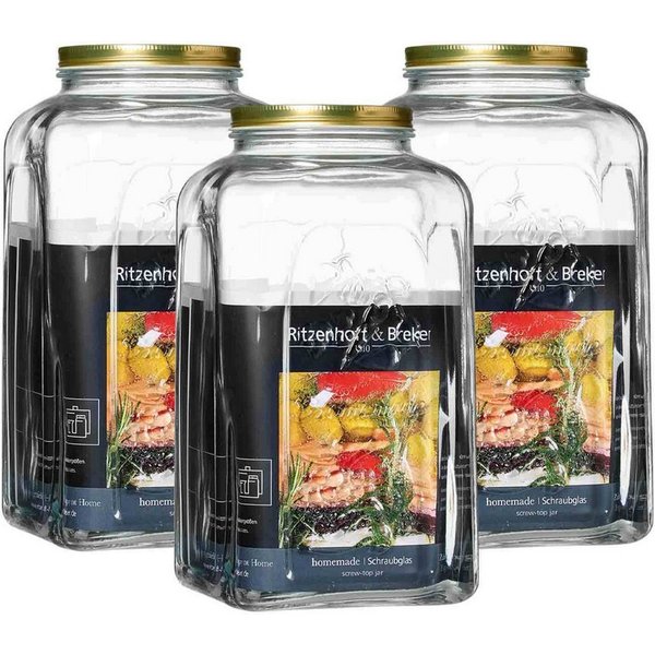 Ritzenhoff & Breker Einmachglas Homemade Einmachgläser 5 l 3er Set, Glas, (3-tlg)