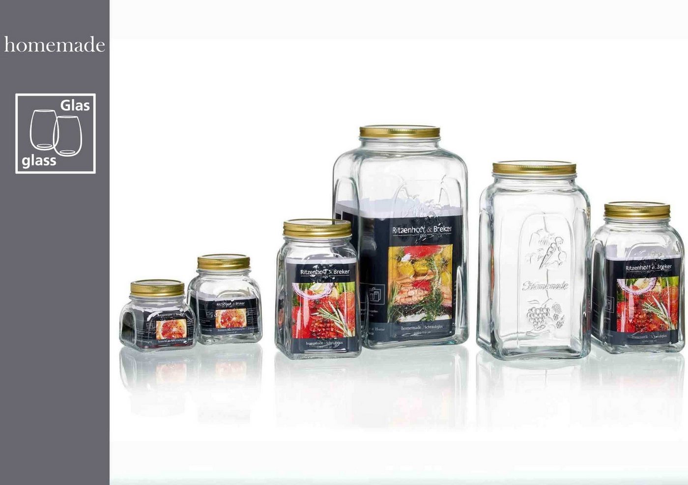 Ritzenhoff & Breker Einmachglas Homemade Einmachgläser 5 l 3er Set, Glas, (3-tlg) – Bild 2 von 3