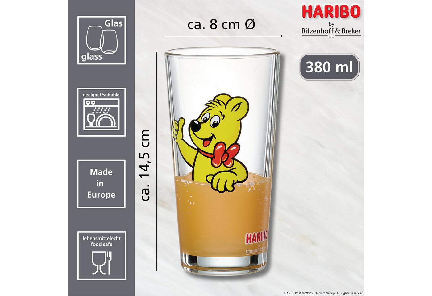 Ritzenhoff & Breker Gläser-Set HARIBO Thumbs Up, 380 ml, 2-tlg., Glas, spülmaschinengeeignet – Bild 3 von 3