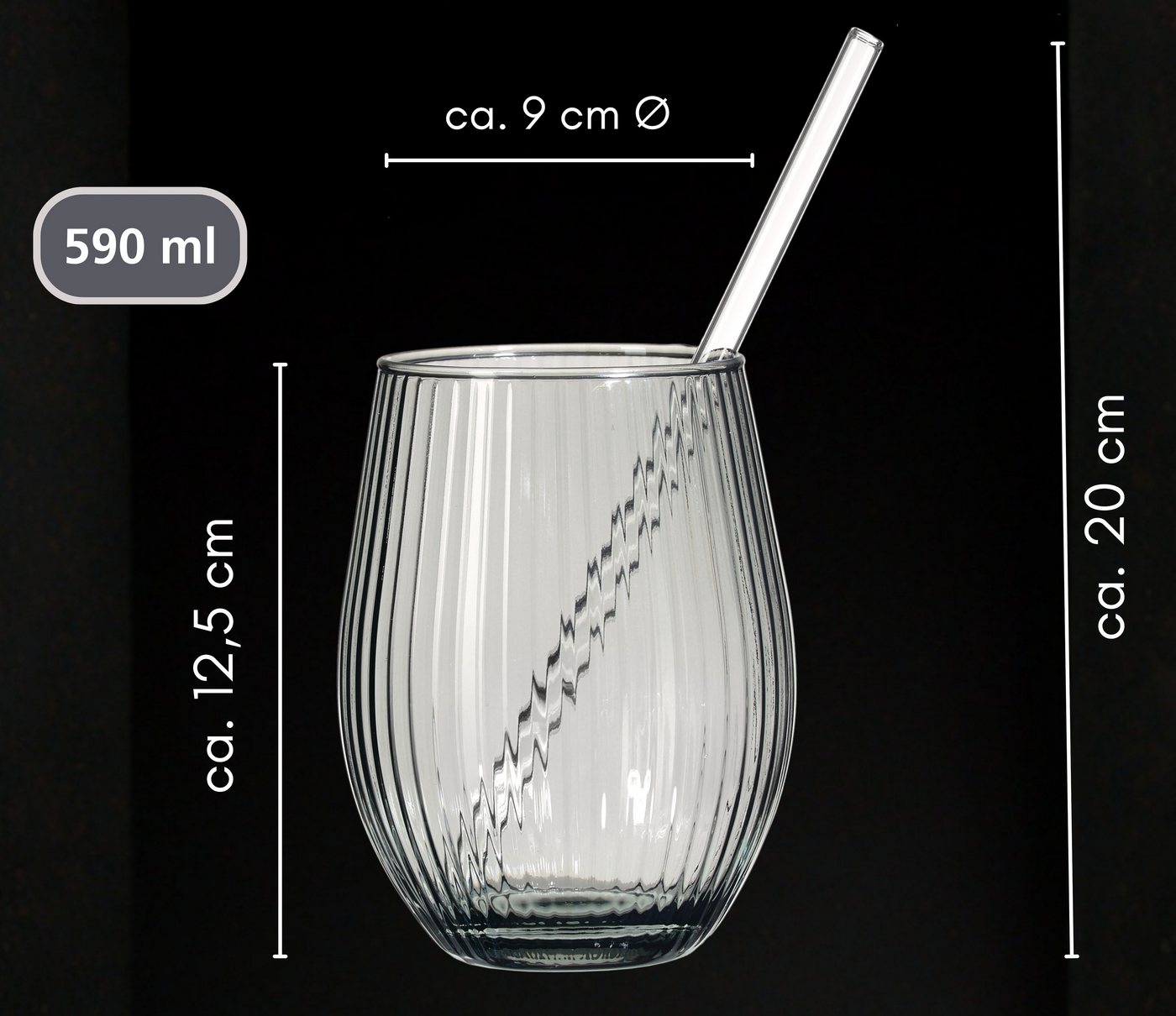 Ritzenhoff & Breker Gläser-Set Spritz, Longdrinkglas, 8-tlg., Glas, inkl. Glas-Trinkhalme, 590 ml, spülmaschinenfest – Bild 4 von 4