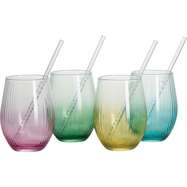 Ritzenhoff & Breker Gläser-Set Spritz, Longdrinkglas, 8-tlg., Glas, inkl. Glas-Trinkhalme, 590 ml, spülmaschinenfest