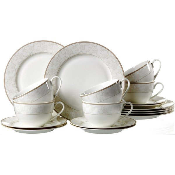 Ritzenhoff & Breker Kaffeeservice Geschirr-Set, Service ISABELLA (18-tlg), 6 Personen, Porzellan, extravagantes Design, 18 Teile, für 6 Personen