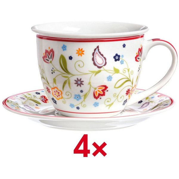 Ritzenhoff & Breker Kaffeeservice Shanti (8-tlg), Porzellan, Kaffeetassen inkl. Untertassen, spülmaschinengeeignet