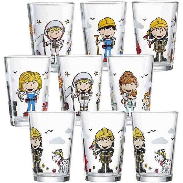 Ritzenhoff & Breker Kinderbecher Berufe Kindergläser 205 ml 9-tlg., 9-tlg., Glas