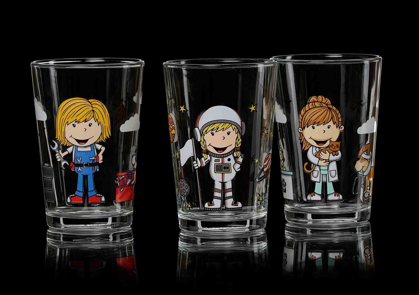 Ritzenhoff & Breker Kinderbecher Berufe Mädchen Kindergläser 205 ml 3-tlg., 3-tlg., Glas – Bild 4 von 4