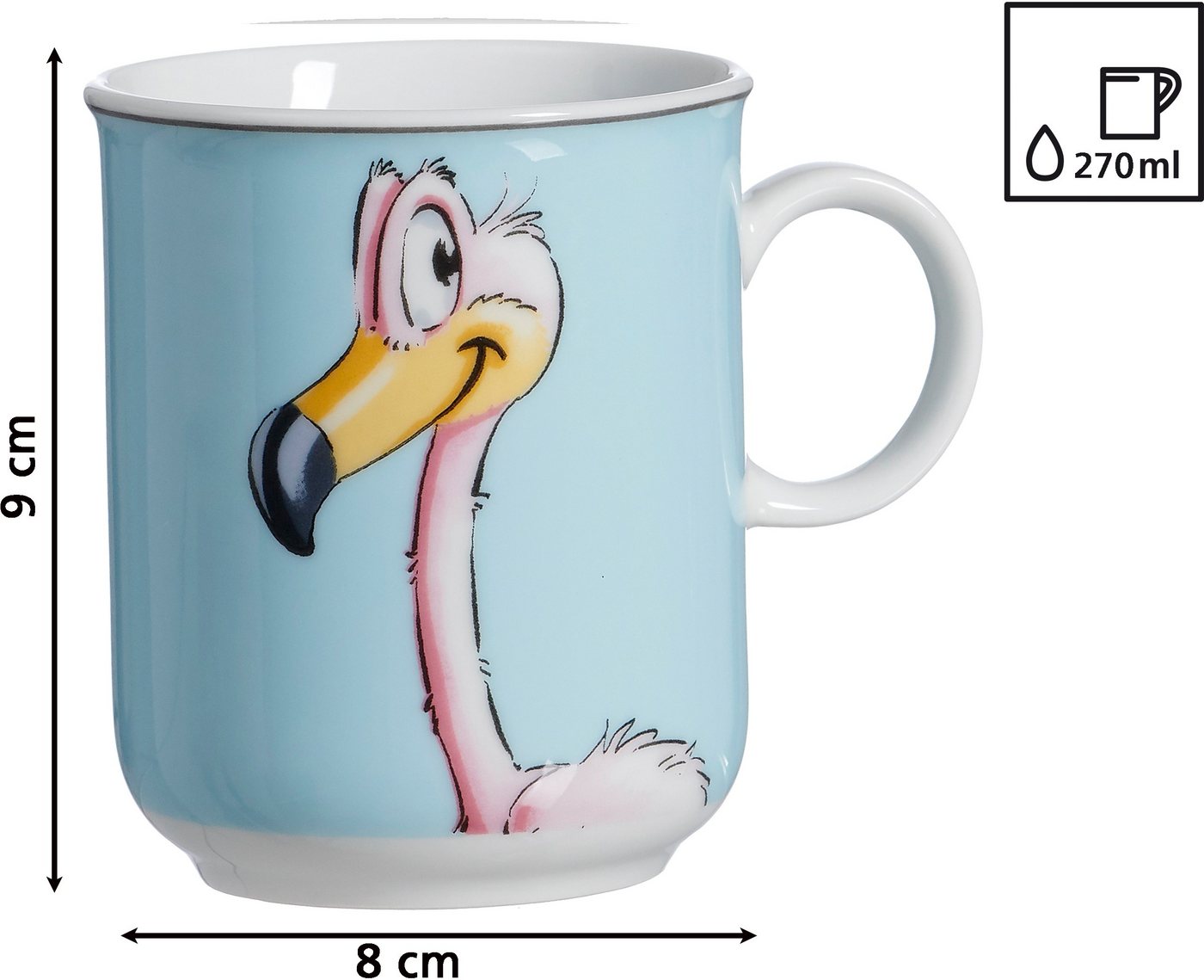Ritzenhoff & Breker Kindergeschirr-Set Happy Zoo, Flo (3-tlg), 1 Personen, Porzellan, mit Flamingo-Dekor, 3 Teile, für 1 Person – Bild 4 von 5