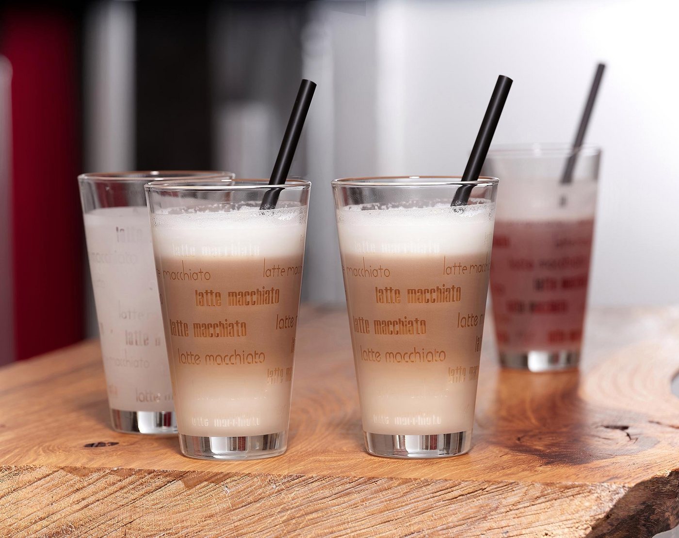Ritzenhoff & Breker Latte-Macchiato-Glas Chicco, 4-tlg., Glas, Schrift-Dekor, 4-teilig – Bild 5 von 5