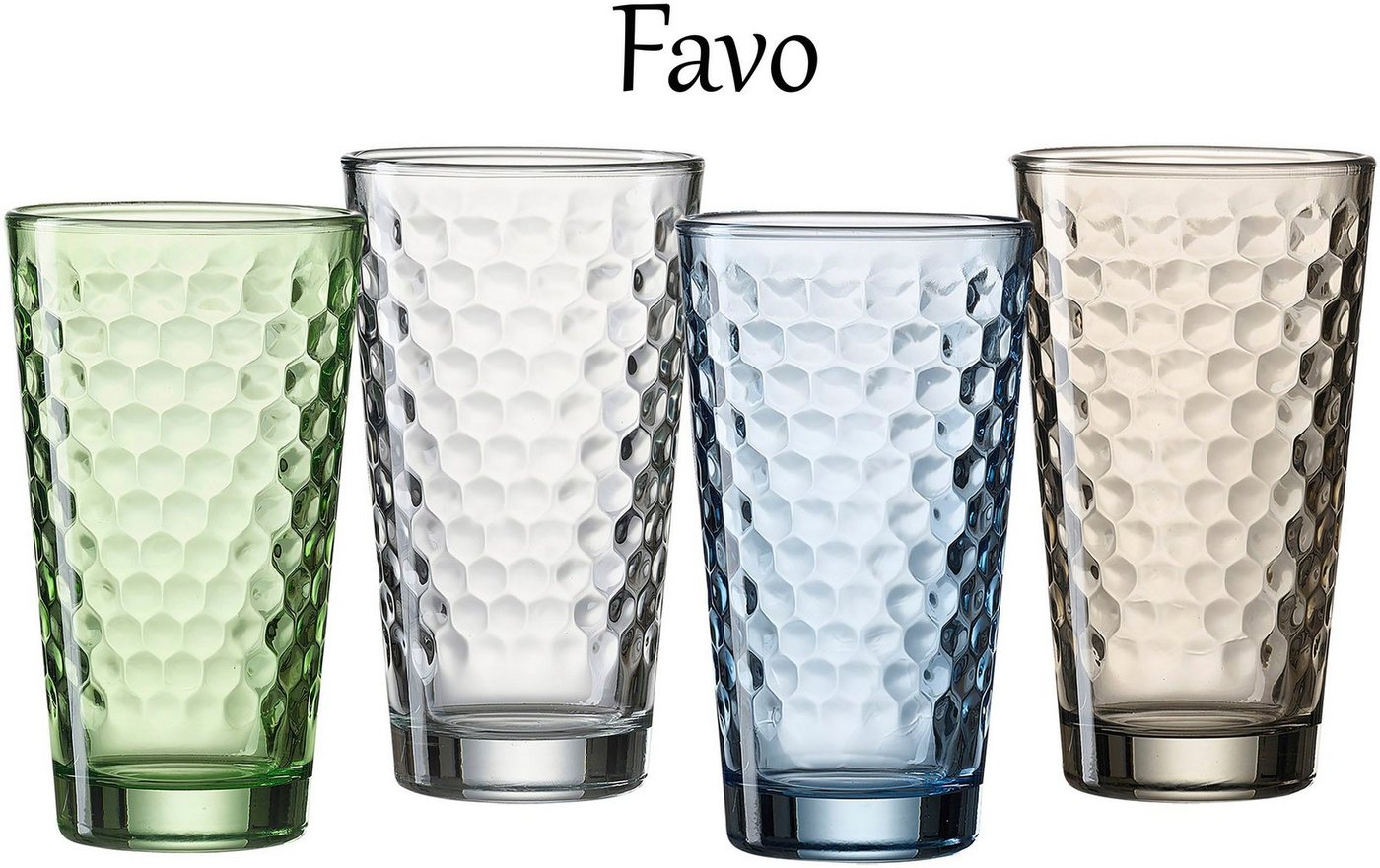 Ritzenhoff & Breker Longdrinkglas Favo, 6-teilig, 6-tlg., Glas, 6er Set, je 350 ml – Bild 2 von 3