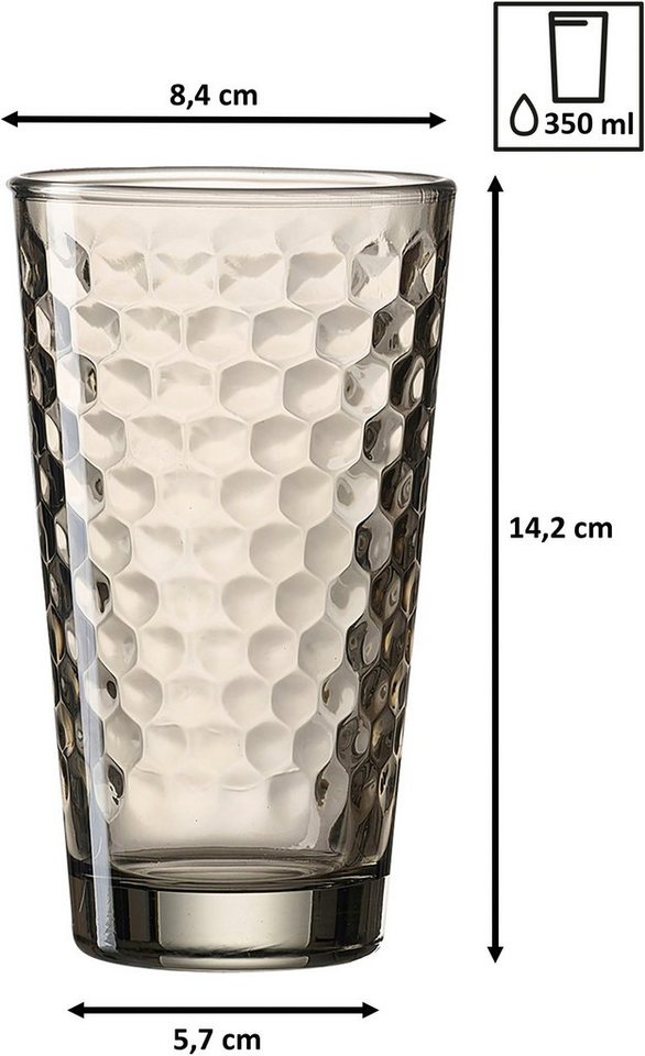 Ritzenhoff & Breker Longdrinkglas Favo, 6-teilig, 6-tlg., Glas, 6er Set, je 350 ml – Bild 3 von 3
