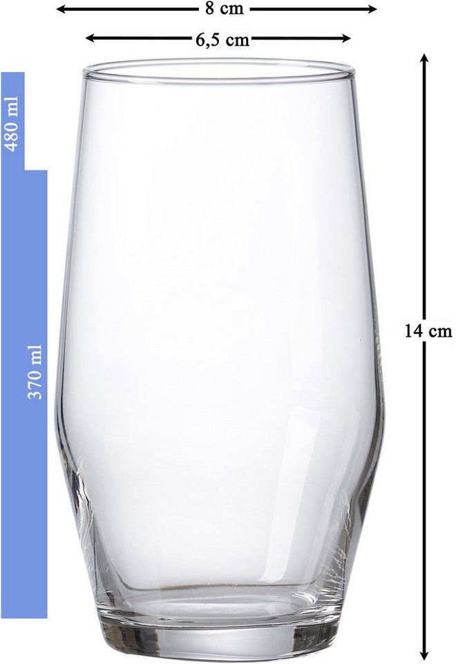 Ritzenhoff & Breker Longdrinkglas Salsa, 6-tlg., Glas, robust und kristallklar, 6-teilig – Bild 2 von 4