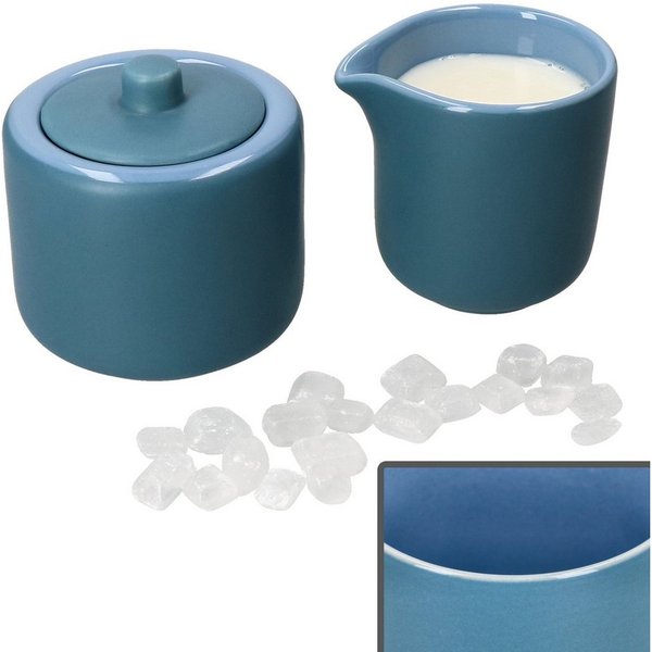 Ritzenhoff & Breker Milch- und Zuckerset Ritzenhoff 2tlg. Set Jasper Ozeanblau Milchkännchen & Zuckerdose, Steingut