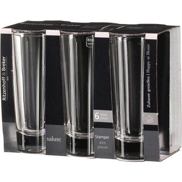 Ritzenhoff & Breker Schnapsglas Stamper 6er Set 65 ml Glas Schnapsgläser, Glas, Massiver Eisboden