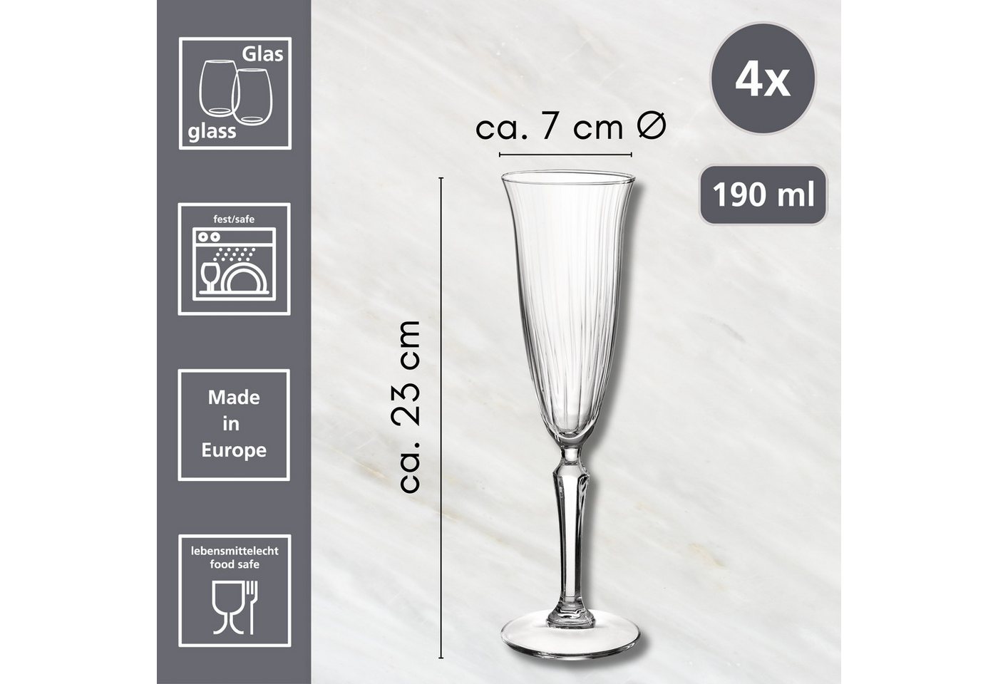 Ritzenhoff & Breker Sektglas Perpetuo, 4-tlg., Glas, 4er Set, je 210 ml – Bild 3 von 3