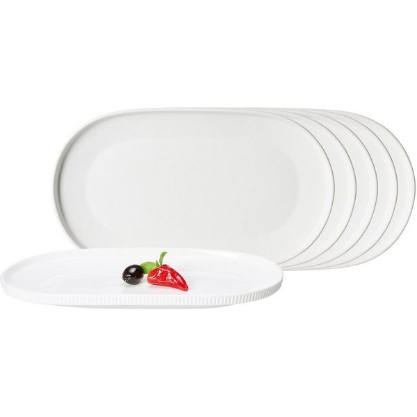 Ritzenhoff & Breker Servierplatte Kelly Servierplatten 28,5 x 16,5 cm 6er Set, Porzellan, (6-tlg)