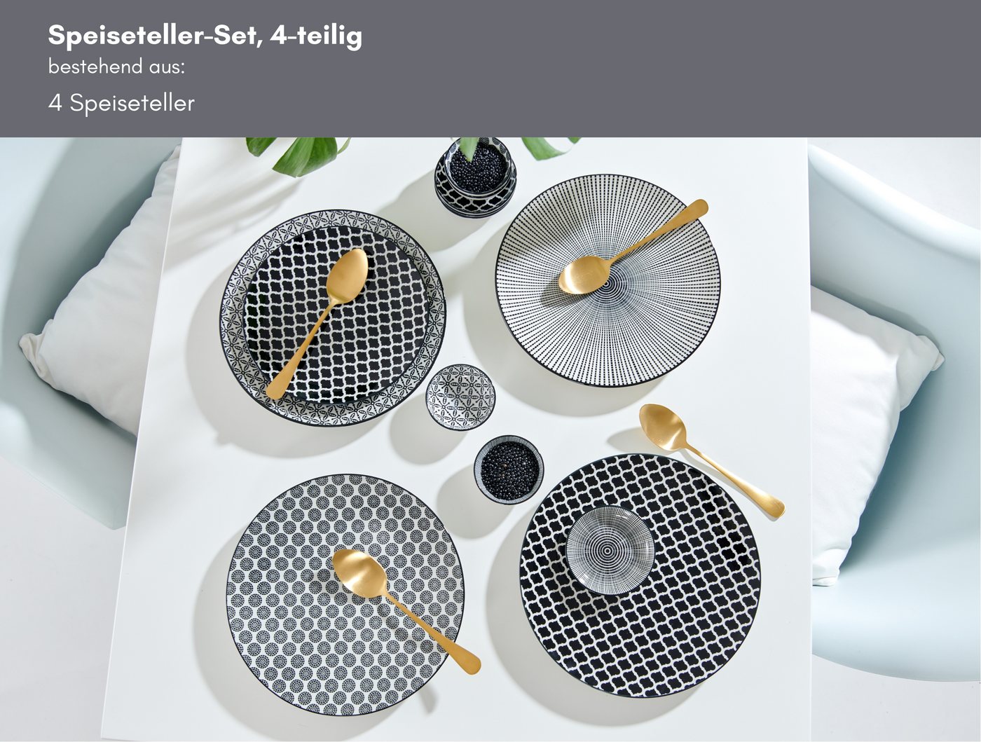 Ritzenhoff & Breker Speiseteller Takeo, (4 St), Teller Set, Porzellan, skandinavisch-schlichter Touch, Ø 21,5 cm – Bild 2 von 3