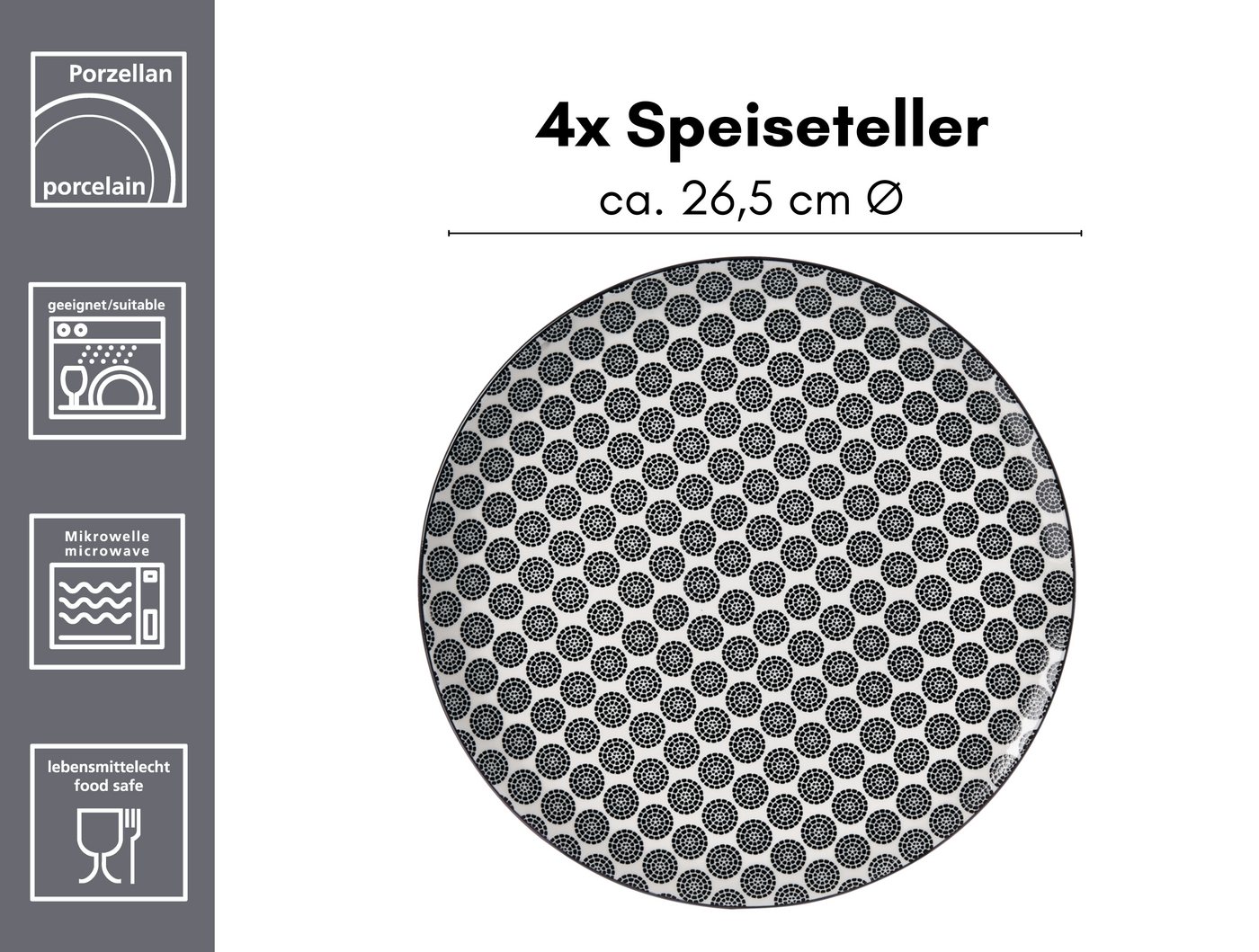 Ritzenhoff & Breker Speiseteller Takeo, (4 St), Teller Set, Porzellan, skandinavisch-schlichter Touch, Ø 21,5 cm – Bild 3 von 3