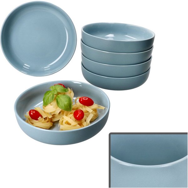 Ritzenhoff & Breker Suppenteller Ritzenhoff 6x Jasper Suppenteller 610ml Graublau Steingut tiefe Teller