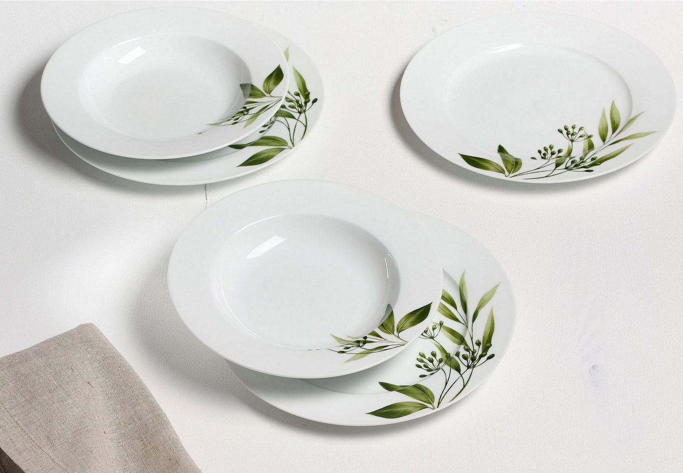 Ritzenhoff & Breker Tafelservice Evora (12-tlg), 6 Personen, Porzellan, Teller Set, Geschirr-Set mit Botanik-Motiv – Bild 2 von 5