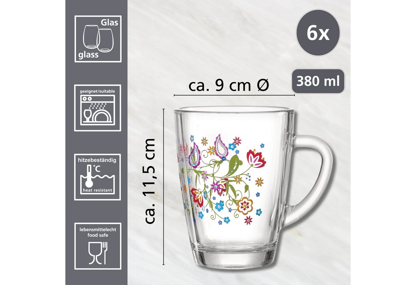Ritzenhoff & Breker Teeglas Shanti, 6-tlg., Glas, hitzebeständig, je 380 ml – Bild 4 von 4