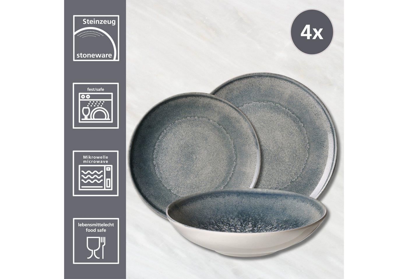 Ritzenhoff & Breker Teller-Set Grana (12-tlg), 4 Personen, Steinzeug – Bild 4 von 4