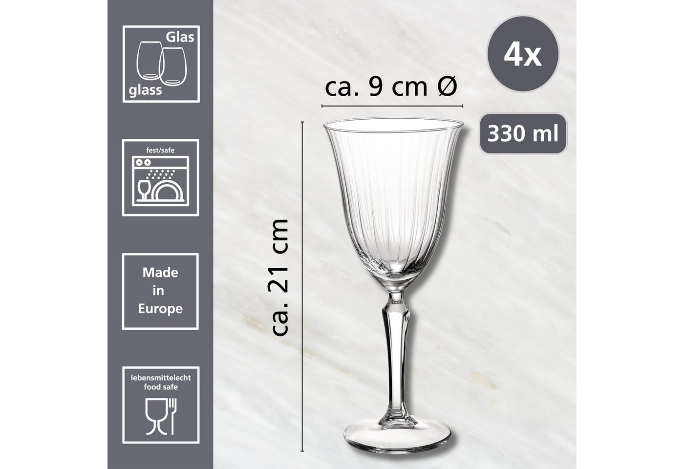 Ritzenhoff & Breker Weißweinglas Perpetuo, 4-tlg., Glas, 4er Set, je 330 ml – Bild 3 von 3
