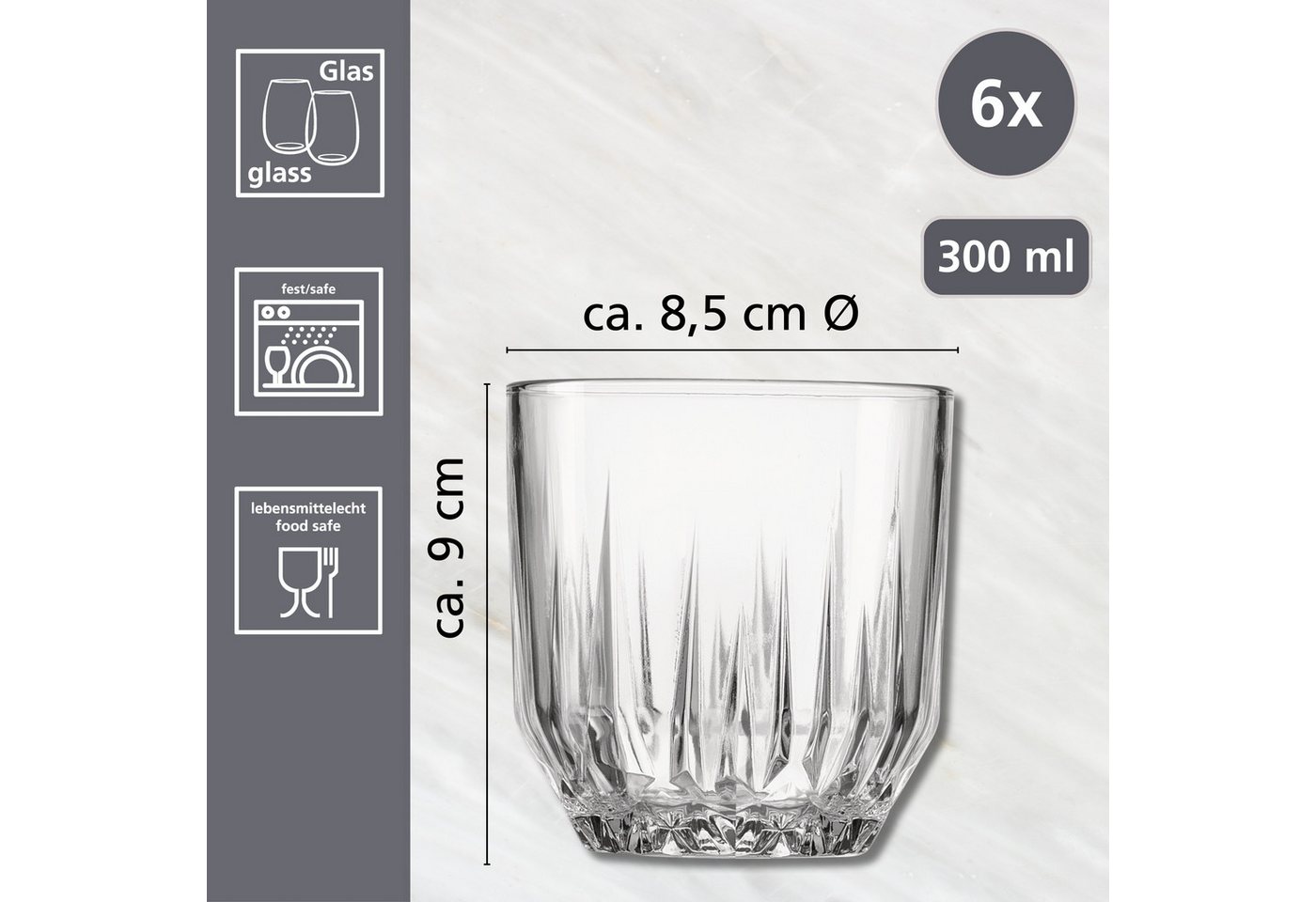Ritzenhoff & Breker Whiskyglas Palace, 6-tlg., Glas, 6er Set, je 300 ml – Bild 2 von 2