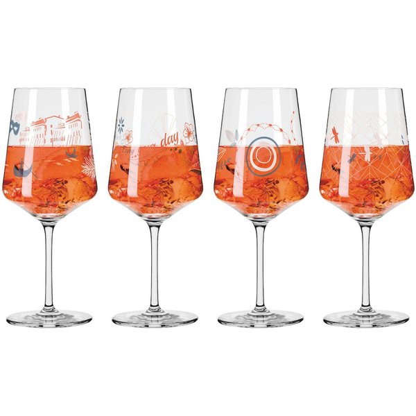 Ritzenhoff Gläser-Set Sommerrausch Aperizzo 4er Set F23, Kristallglas, 20,3 x 19,4 x 26,6 cm