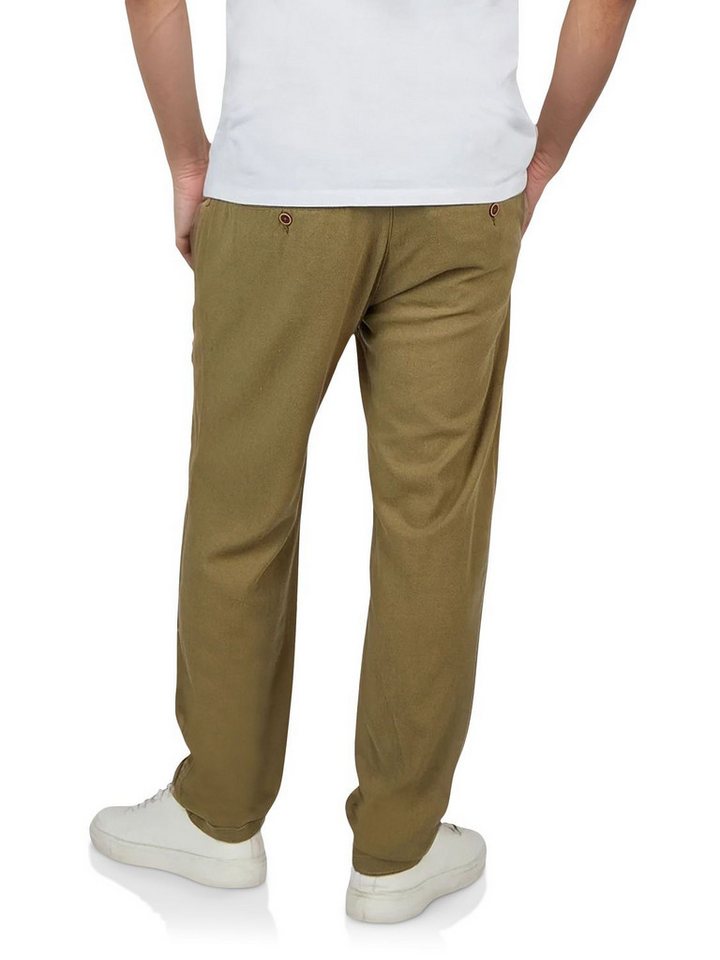 riverso Chinohose Herren Freizeithose RIVMarco Regular Fit Hose mit Leinenanteil und Zugbandverschluss – Bild 2 von 4