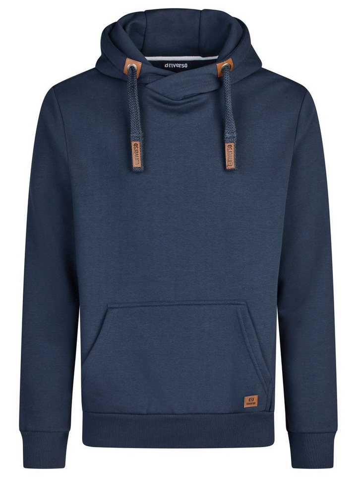 riverso Kapuzenpullover Herren Hoodie RIVNiklas Regular Fit Longsleeve Sweatshirt mit Cross-Over-Kragen und Kängurutasche – Bild 3 von 4