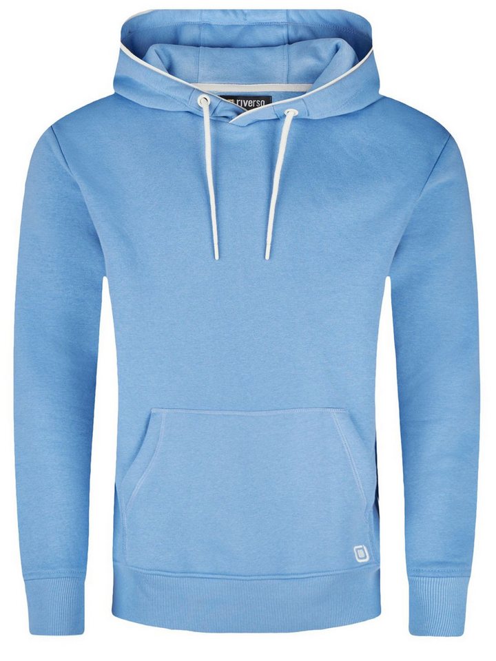 riverso Kapuzenpullover Herren Hoodie RIVSandro Regular Fit Longsleeve Sweatshirt mit Cross-Over-Kragen und Kängurutasche – Bild 3 von 5