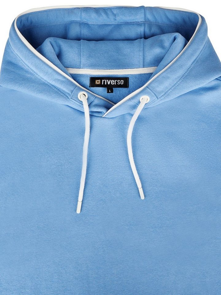 riverso Kapuzenpullover Herren Hoodie RIVSandro Regular Fit Longsleeve Sweatshirt mit Cross-Over-Kragen und Kängurutasche – Bild 5 von 5